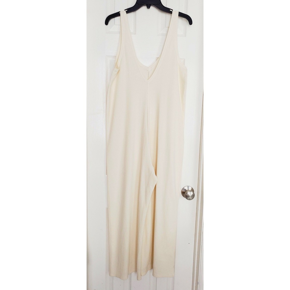 Victoria's Secret Wide Leg Jumper Cream Waffle Knit Sleeveless Loungewear‎ M